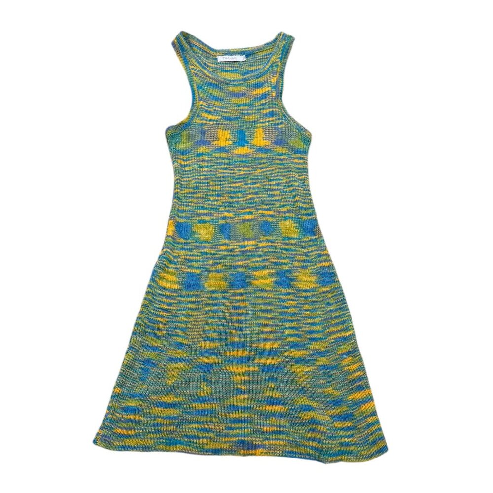Women’s THANNE Green & Yellow Geometric Knit Dress